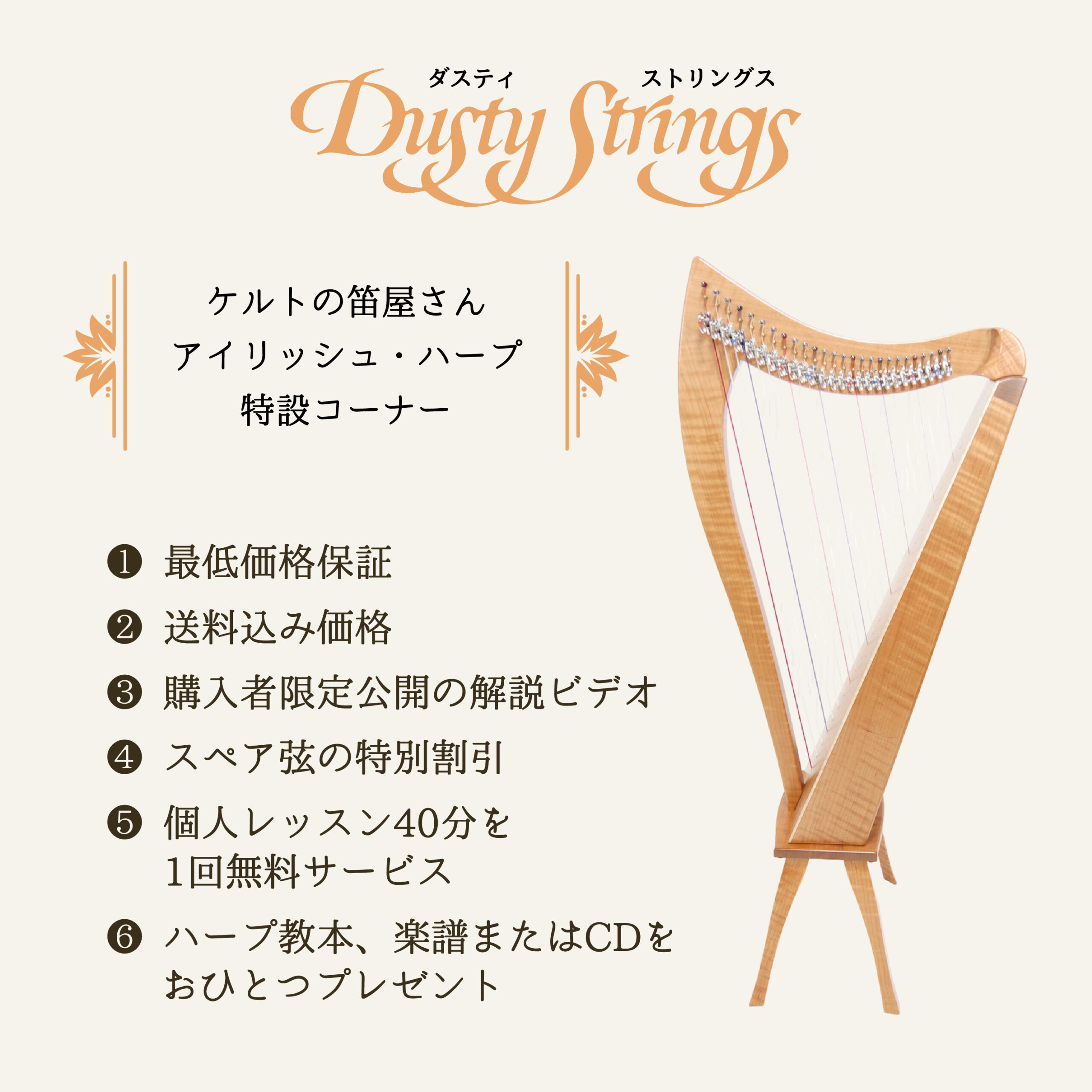 1/3の価格】中古•34弦アイリッシュハープ(ケルティックハープ) 節約 